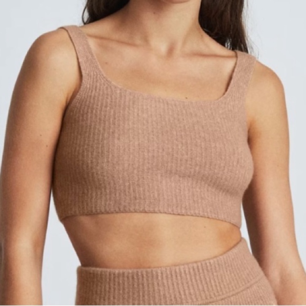 Everlane The Cozy Stretch Crop Tank Camel Tan Size XS